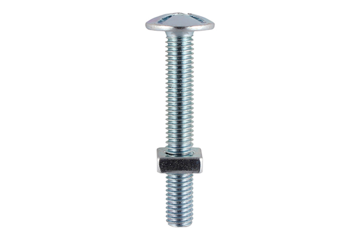 24 Roofing Bolts M8 X 120MM With Square Nuts - Cross Head Zinc Plated Weatherproof Construction
