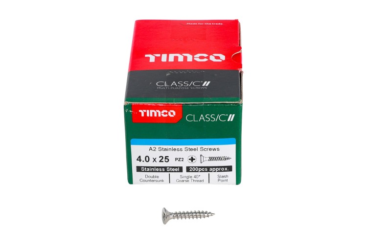 4.0MM X 25MM COUNTERSUNK CLASSIC WOODSCREW ((A2) (PZ2)