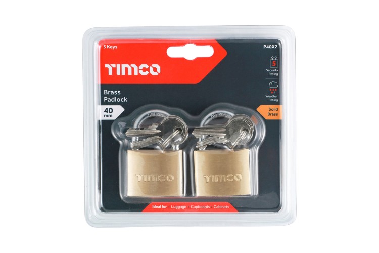 40mm Veto Brass Padlock P40X2