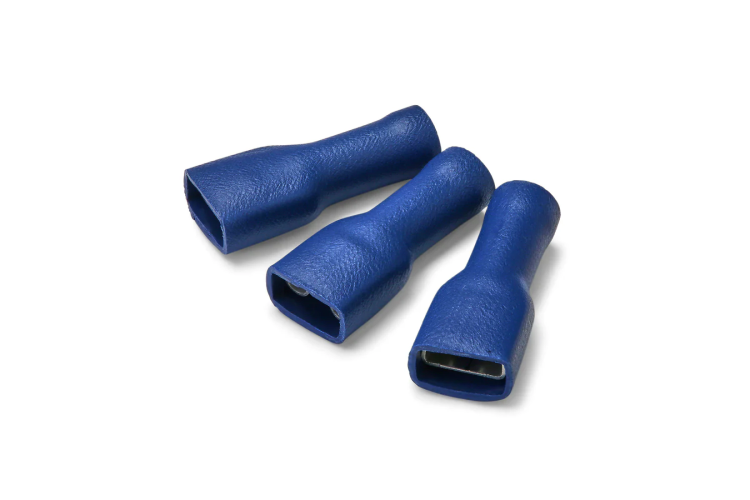 6.3 X 0.8MM PUSH-ON TERMINAL INSULATED (BLUE) (FEMALE) (PACK OF 100)