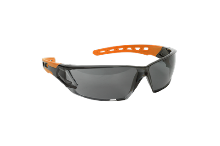 ANTI-GLARE LENS SAFETY GLASSES SSP67 SLY • Modern, lightweight wraparound design, with flexible TPR arms, offers added protection and increased user comfort. • Polycarbonate anti-scratch lens. • Conforms to CE standards - BS EN 166/F.