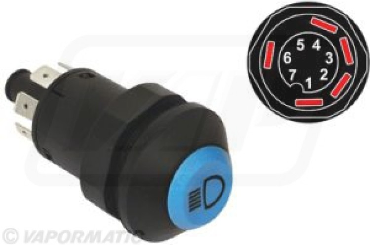 BRIGHT LIGHT PUSH SWITCH (12VDC -25A) (BLUE)