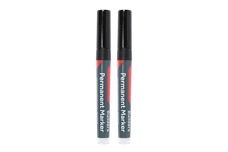 Builders Permanent Markers - Fine Tip - Black N(2 PK)