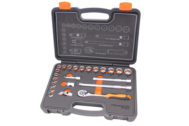 23 PIECE 6 POINT SOCKET SET 3/8 DRIVE (FRANKLIN)