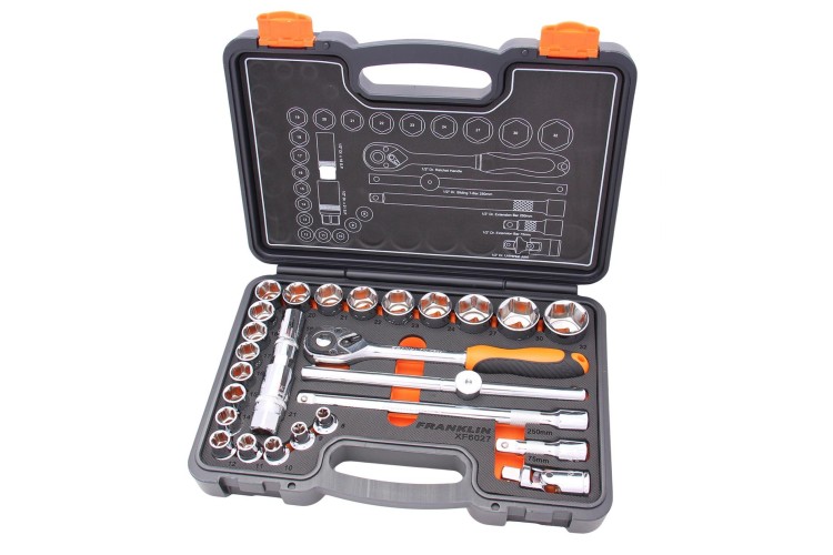 27 PIECE 6 POINT SOCKET SET 1/2 DRIVE (FRANKLIN)