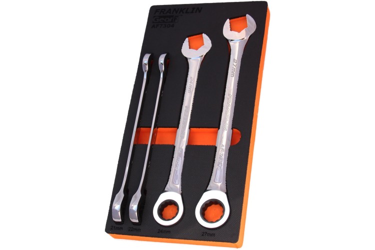 GearF Grip 4+ 4 pce 12 pt Combination Ratchet Spanner Set