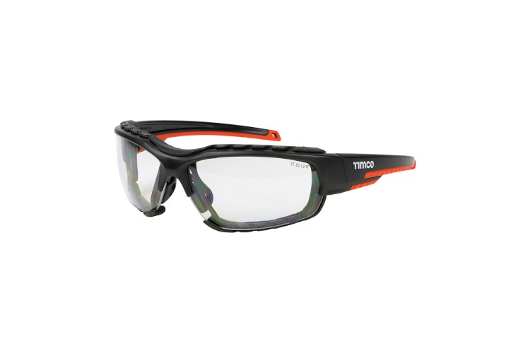 SPORT SAFETY GLASSES W/ FOAM DUST GUARD (CLEAR) (ONE SIZE)